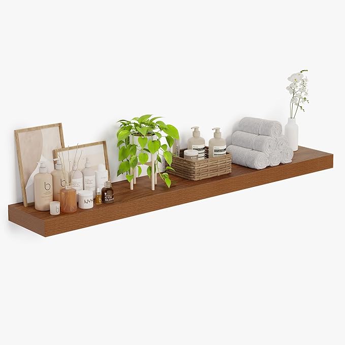 Heimlove 12 Inch Deep Floating Shelves, 72 x 12 inches Long Wall Shelf, Large Extra Display Shelf & Storage Shelf, Rustic Wood Wall Shelves for Fireplace Mantel, Walunt - 1Pack-Ruum Studio Home