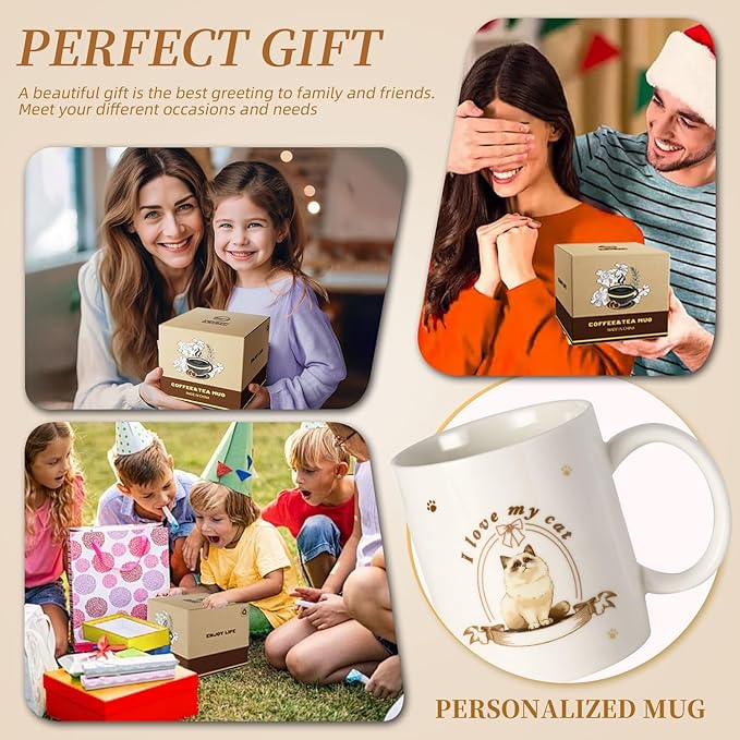 12Oz Cute Ragdoll Cat White Ceramic Mug, Mug for Daily Coffee and Tea, Lead-free Microwave and Dishwasher Safe Coffee Mug, Perfect gifts for Cat Lovers-Ruum Studio Home