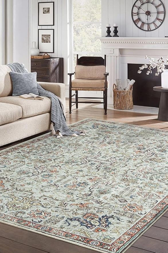 Keen Home Design 10x14 Rug - Machine Washable Area Rug with Non-Slip Backing, Ideal for Living Room, Dining Room, Bedroom - Vintage, Easy Clean, Durable, Low Pile Rug - (9'7" x 14')-Ruum Studio Home