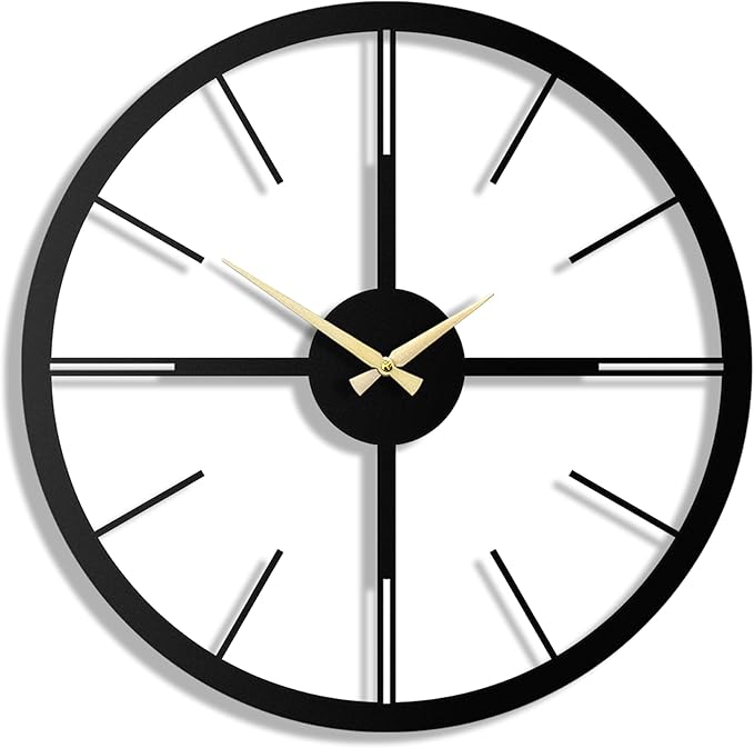 pluviart Rain Minimalist Metal Wall Clock, Modern Black Metal Wall Clock, Silent Non-Ticking Decorative Clock for Living Room, Kitchen, Office, Industrial-Style Wall Decor, Easy to Hang (26,8")-Ruum Studio Home