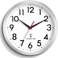 Atomic Wall Clock Analog 14 Inch Battery Operated Modern Decorative for Living Room Kitchen Office Bedroom Bathroom(Silver)-Ruum Studio Home