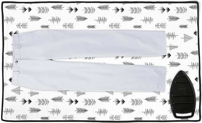 Encasa XO Ironing Mat/Pad (Large 48"x28") with 3mm Padding & Silicone Iron Rest for Steam Pressing on Tabletop or Bed - Heat Resistant, Portable, Quilting & Travel Blanket - Black Arrow-Ruum Studio Home