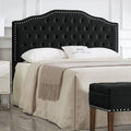 24KF Upholstered Button Tufted Queen Size Full Size Headboard with Nailhead Trim, Soft Velvet Fabric Headboard Queen/Full Size Headboad-Black-Ruum Studio Home