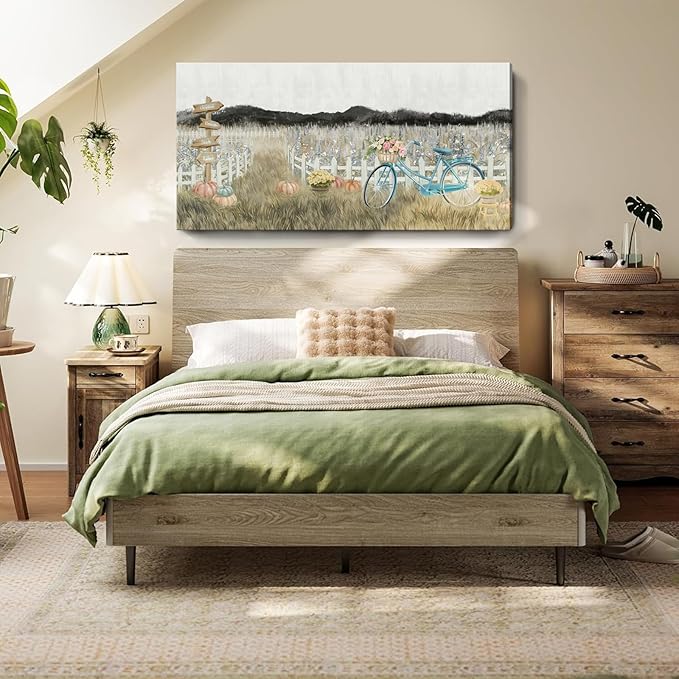 Oversized Wall Art for Living Room, Extra Large Wall Decor, Modern Vintage Farmhouse Boho Landscape Artwork Neutral Rustic Countryside Nature Floral Canvas Wall Picture for Office Bedroom Dining room-Ruum Studio Home