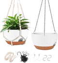 Hanging Planters for Outdoor Indoor Plants, 2 Pack 12 Inch Hanging Basket Plants Outdoor, Self Watering Hanging Planter with Plant Hanger for Garden Home Decoration (2 Type Plant Hangers White)-Ruum Studio Home