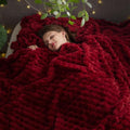 NEWCOSPLAY Super Soft King Blanket Red Premium Silky Flannel Fleece 3D Clouds Stylish Jacquard Lightweight Bed Blanket All Season Use 350GSM (Red, King(90"x110"))-Ruum Studio Home