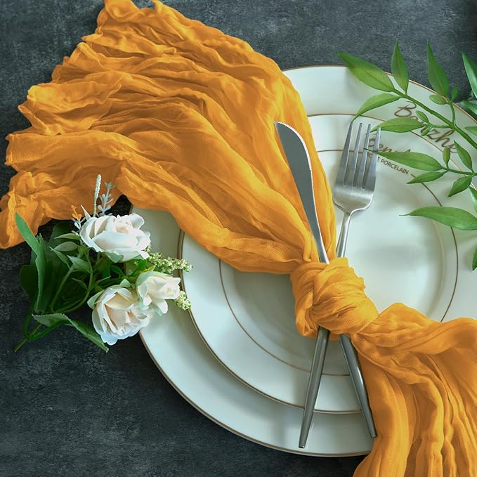 Sioloc Yellow Cheesecloth Table Runner Fall Autumn Decor for Home 10ft Table Cloth for Wedding Birthday Party Halloween Thanksgiving Decorations-Ruum Studio Home