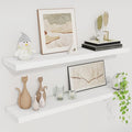 Fun Memories Floating Shelves for Wall, 30" Rustic Wood Deep Wall Mounted Shelves with Invisible Brackets for Decor & Storage, Floating Shelf for Living Room, Bathroom (White, Set of 2)-Ruum Studio Home