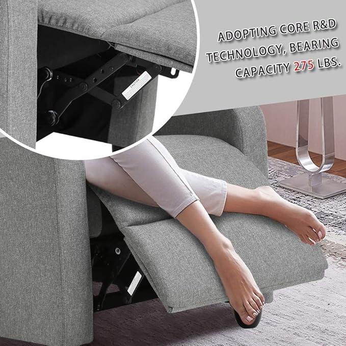 BestMassage | Recliner Chair | with 2 Point Massage Function | Textile Grey | with Lumbar Support, Adjustable Push Back, Footrest & Padded Seat | Easy Assembly | for Living Room, Home Theatre-Ruum Studio Home