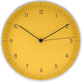 LUUK LIFESTYLE 10” Quartz Wall Clock with Silent Movement, Timeless Scandinavian Design, Kitchen Wall Clock, Decoration for Children's Room, Yellow and Silver-Ruum Studio Home