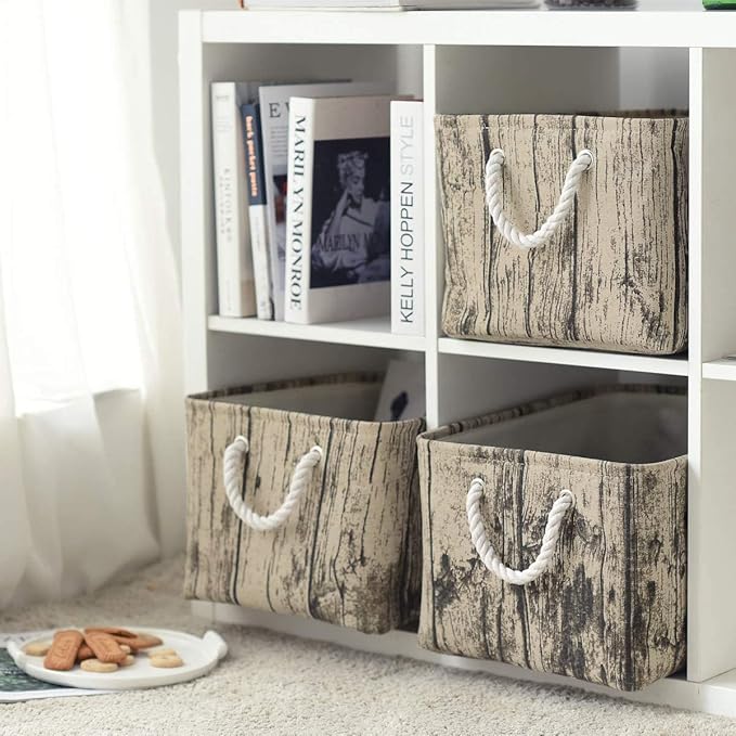 TcaFmac Fabric Storage Basket, Decorative Canvas Storage Bins Baskets for Gifts Empty Tree Stump-Ruum Studio Home