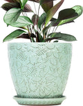 10 inch Plant Pots Ceramic Planter with Drainage Holes and Saucer for Multiple Plants, Indoor-Outdoor Garden Pots for Succulent, Orchid, and Flower-Ruum Studio Home