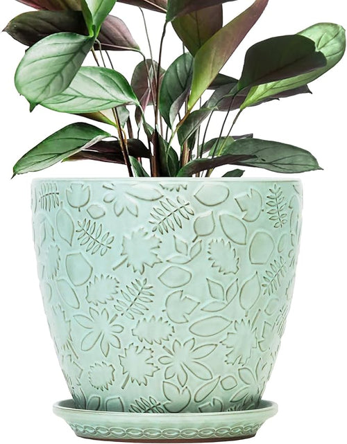 10 inch Plant Pots Ceramic Planter with Drainage Holes and Saucer for Multiple Plants, Indoor-Outdoor Garden Pots for Succulent, Orchid, and Flower-Ruum Studio Home