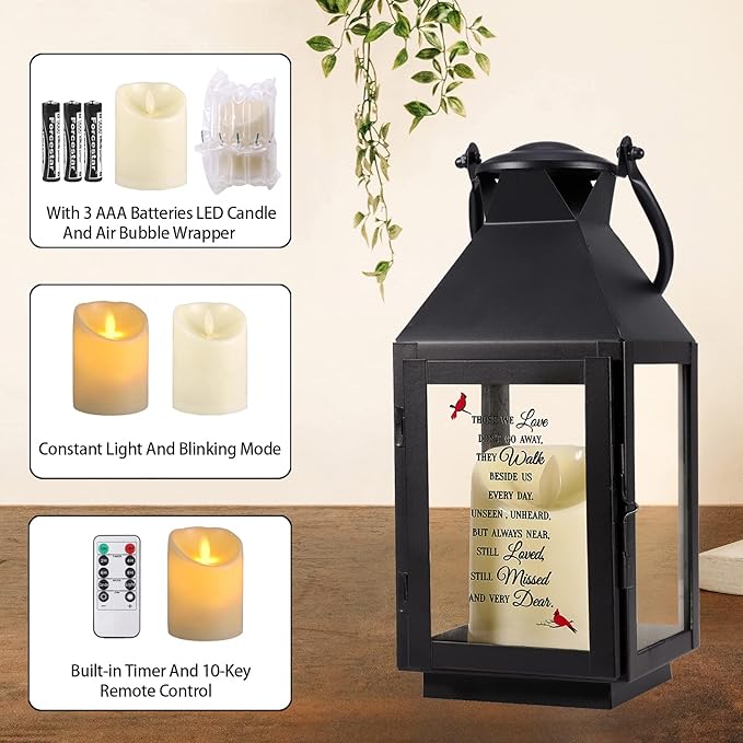 Memorial Lantern, Sympathy Gifts for Loss of Mom/Dad/Loved One, Bereavement Gifts, in Memory of Loved One Gifts, Remembrance Gifts for Loss, Celebration of Life, Memorial Gifts, Funeral Gifts-Ruum Studio Home