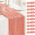 Sioloc 10 Pack Peach Coral Cheesecloth Table Runner Fall Autumn Decor for Home 10ft Table Cloth for Tea Wedding Birthday Party Baby Bridal Shower Halloween Thanksgiving-Ruum Studio Home