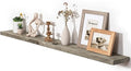 Fun Memories Floating Shelves for Wall Dec, 55"x8" Rustic Reclaimed Wood Shelves, Heavy-Duty Wall Mounted Shelves with Invisible Brackets for Living Room, Bedroom, Kitchen, Grey Finish-Ruum Studio Home