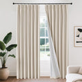 Joydeco 100% Blackout Pleated Curtains, Linen Window Curtains 2 Panel Sets 108 inches Long, Thermal Insulated Darkening Drapes for Bedroom(Ecru,40'' Wx108'' L)-Ruum Studio Home