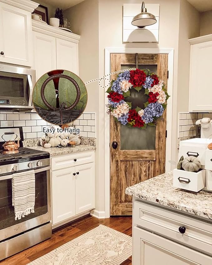Fall Wreaths for Front Door, 24 inch Autumn Wreath with Hydrangeas Berries Large Fall Door Wreath Artificial Hydrangea Flowers Wreaths Autumn Decorations for Farmhouse Thanksgiving Harvest Door Wall-Ruum Studio Home