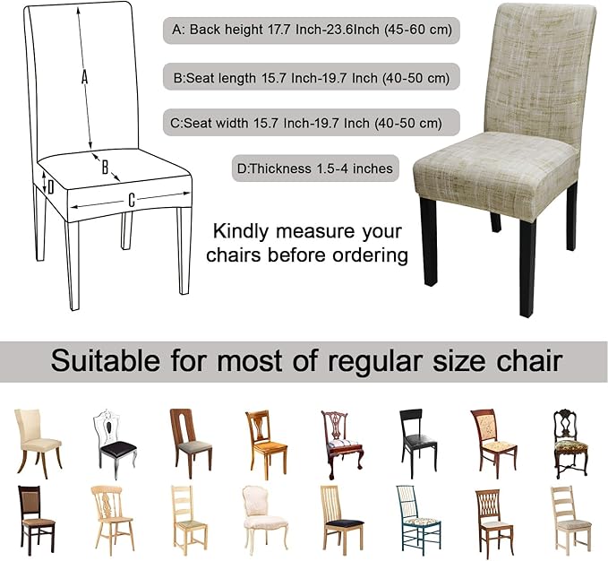 JQinHome Pattern Chair Covers Pack of 12,High Stretch Removable Washable Parsons Chair Slipcover for Home Party Hotel Wedding Ceremony (Stripe Pattern,12PCS)-Ruum Studio Home