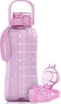 AQUAFIT 64 oz Water Bottle with Time Marker - 2in1 Straw & Chug Lid - BPA Free Big Water Bottle with Straw - Gym Water Bottle with Strap - Water Jug (64 Ounces, Purple Haze)-Ruum Studio Home