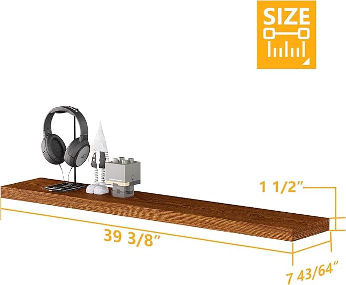 BAMEOS Floating Shelves,40 in W x 8in D Wall Mounted Wooden Shelves with Invisible Brackets Set of 2, Hanging Wall Shelves Decoration for Bedroom, Bathroom, Living Room and Kitchen-Ruum Studio Home