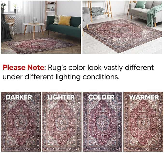 Keen Home Design 9x12 Rug - Machine Washable Area Rug with Non-Slip Backing, Ideal for Living Room, Dining Room, Bedroom - Vintage, Easy Clean, Durable, Low Pile Rug - (9' x 12')-Ruum Studio Home