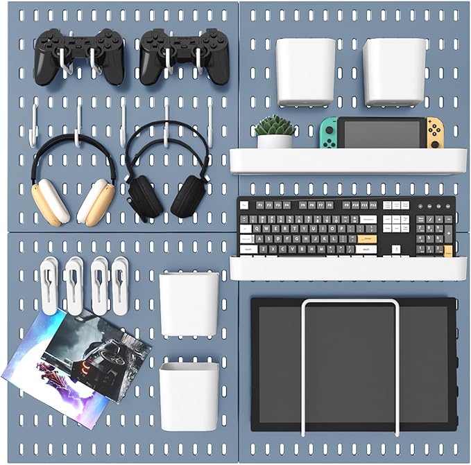 Pegboard Combination Kit, 25.2" x 25.2" Wall Mounted Storage Set with 4 Pegboards & 20 Accessories Hanging, Peg Boards Organizer-Ruum Studio Home