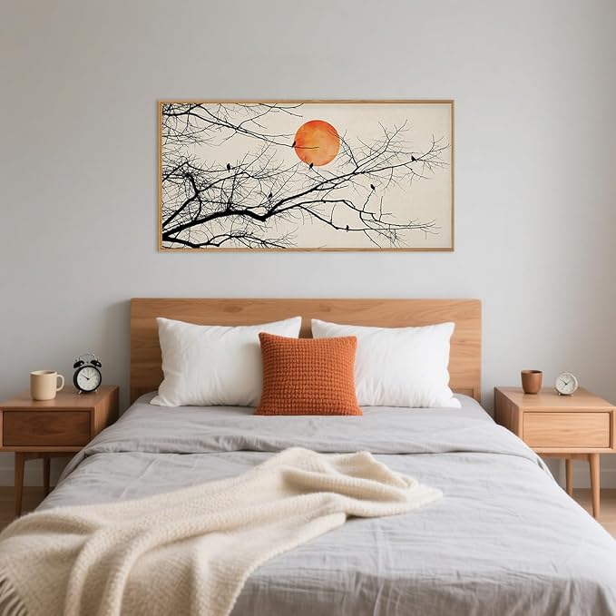 Celestdeco Large Vintage Tree Branch Framed Canvas Wall Art Set, Retro Tree Drawing Wall Decor, Nature Botanical Wall Painting, Neutral Landscape Art Print for Living Room, Bedroom, Office - 20"X40"x1-Ruum Studio Home