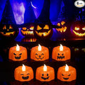 Wondise Halloween Flameless Candles, Pumpkin Battery Operated Candles with Timer, LED Flickering Votive Tealight Spooky Candles for Halloween Decorations Indoor (6 Pack, 1.9" x 1.6")-Ruum Studio Home