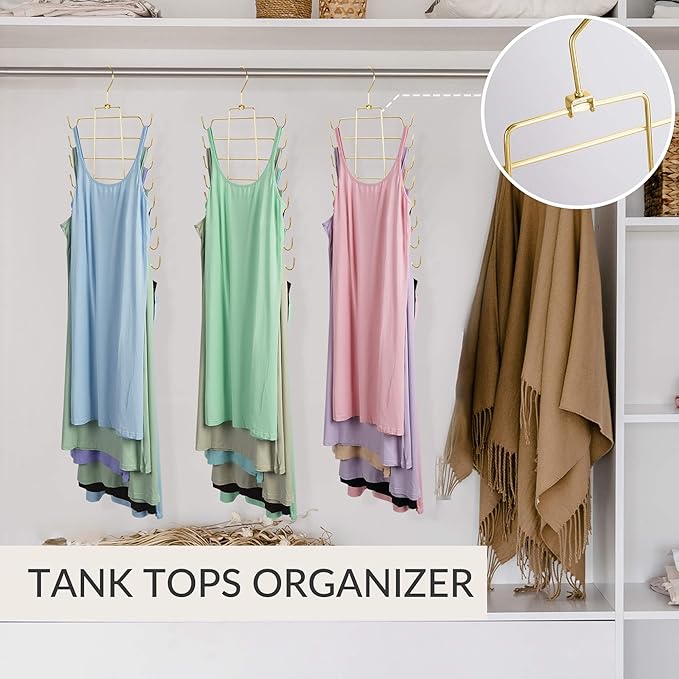 ZEDODIER 4 Pack Space Saving Bra Hangers, Non-Slip Tank Top Hanger, Closet Organizers and Storage for Camisoles Tank Tops Bras Ties Swimsuits Strappy Dress, Gold-Ruum Studio Home