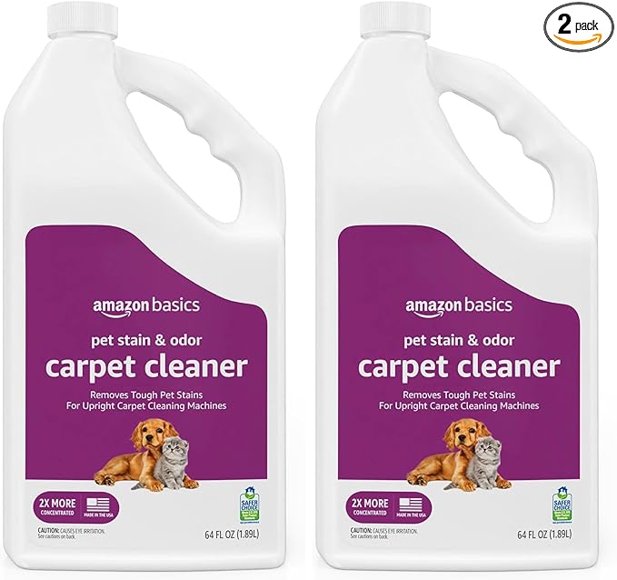 Amazon Basics Pet Stain & Odor Carpet Stain Remover Cleaner, Fresh Scent, 64 fl oz (Pack of 2)-Ruum Studio Home