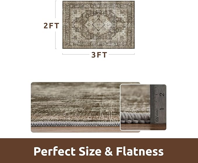 AMOAMI-2X3 Small Rug-Washable Rugs Entryway Mat Indoor-Soft Vintage Non Slip Rugs for Kitchen Laundry Room Bathroom Brown/Coffee Decorative Accent Rug for in Front of Sink 24 Inch x36 Inch-Ruum Studio Home