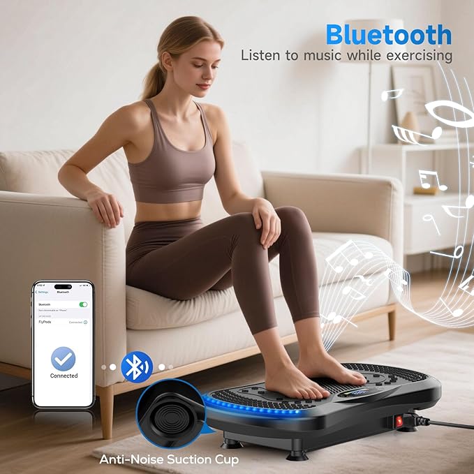 Vibration Plate Exercise Machine for Lymphatic Drainage, Vibration Machine for Full-Body Weight Loss Shaping, Vibrate Fitness Platform 400 Lbs & 200 Adjustable Speeds for Women Men Home Gym-Ruum Studio Home