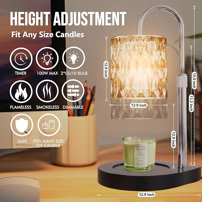GEEZO Fragrance Candle Warmer Lamp，Electric Candle Warmer with Timer & Dimmer，Mom Christmas Birthday Gifts for Women, House Warming Gifts New Home Bedroom Decor-Ruum Studio Home