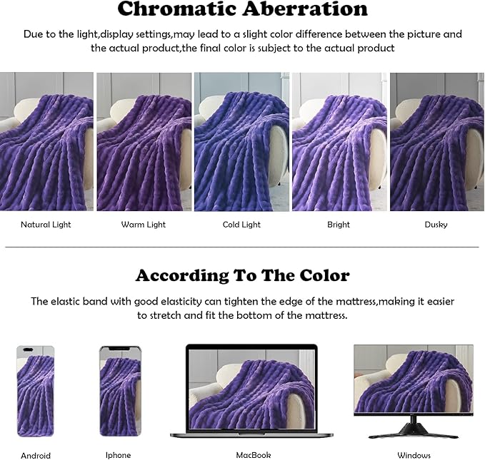 NEWCOSPLAY Faux Fur Throw Blanket Purple Bubble Blanket Thick Warm Soft for Couch Sofa Bed 550GSM (Purple, Throw(50"x60"))-Ruum Studio Home