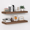 Fun Memories Floating Shelves - 24 Inch Rustic Wooden Wall Shelves - Extra Deeper & Thicker Wall Mounted Storage Shelf for Living Room, Kitchen, Farmhouse - 24"x 9"x 1.6" 2Pack, Walnut-Ruum Studio Home