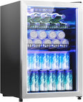 2.5 Cu.Ft Beverage Fridge, Mini Fridge With Glass Door, Beverage Cooler Refrigerator, Wine Drink Beer Cooler, Adjustable Shelves & Digital Temperature Display, 22 Bottle 95 Can-Ruum Studio Home