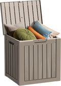35 Gallon Resin Deck Box, Waterproof Outdoor Storage Bin for Patio, Poolside, and Garden, Lockable & UV-Resistant,Grey-Ruum Studio Home
