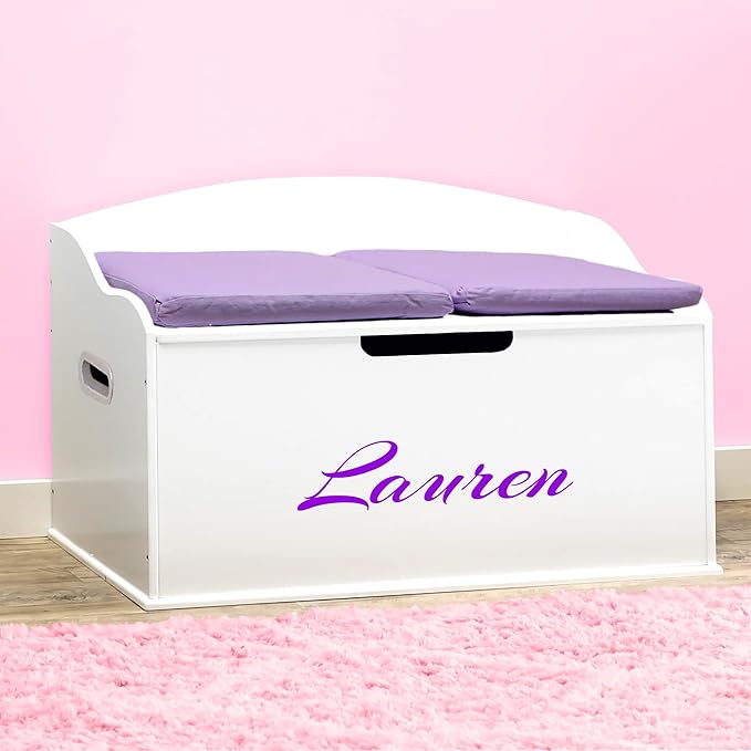 DIBSIES Personalized Creative Wonders Toy Box, Signature Series for Girls, 30 x 19.25 x 18 inches, Soft-Close Lid (White)-Ruum Studio Home
