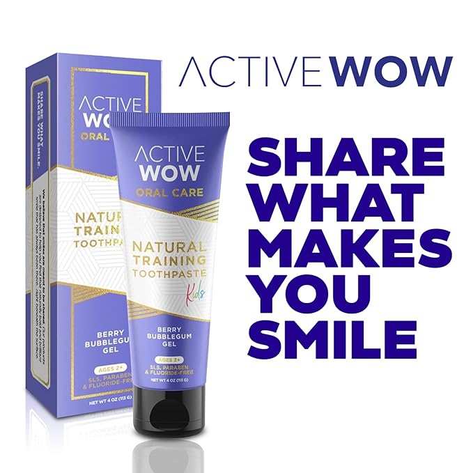 Active Wow Training Toothpaste – Fluoride-Free, Toddler-Safe, Gentle, Vegan, Safe to Swallow – Berry Bubblegum, 1 Pack-Ruum Studio Home