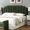 24KF Dark Green Teddy Fabric Tufted King Upholstered Headboard, Modern Vertical Channel Design California King Headboard with Stepped Silhouette Top Edge,6026-K-Teddy Dark Green-Ruum Studio Home