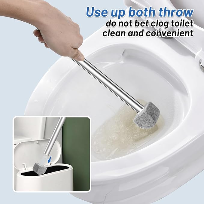 Pumice Stone Toilet Bowl Cleaner Toilet Deep Cleaning,Bathroom Cleaner Brush with Long Handle for Remove Hard Water Stains with Toilet Handle+ Pumice Stones-Ruum Studio Home