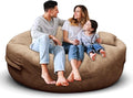 Bean Bag Chair for Adults 5FT,Soft Removable Cover for Teens/Girls Bedroom,Fluffy Giant Round Floor Beanbag Lounger Chairs (No Filler,Tan)-Ruum Studio Home