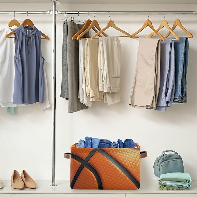 Storage Basket Bin Basketball Organizer Basket Collapsible Shelf Basket Cube with handle for Nursery Bedroom Bathroom, one sizex1-Ruum Studio Home