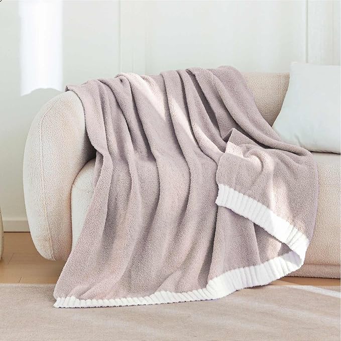 Soft Fuzzy Throw Blanket - Light Grey Cozy Warm Knit Fluffy Plush, Lightweight & Breathable, Throw for Bed, Chair, Sofa, Couch, Outdoor, 50"X60", Oeko-TEX Certified-Ruum Studio Home