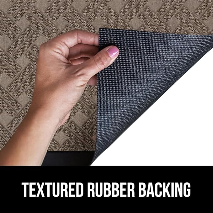 GORILLA GRIP 100% Waterproof All-Season WeatherMax Doormat 35x23, US Designed Natural Rubber, Stain and Fade Resistant, Low Profile Indoor Outdoor Door Mats, Easy Clean Patio Mat, Taupe Basket Weave-Ruum Studio Home
