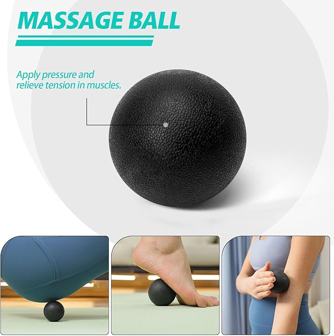 5-in-1 Foam Roller Set, Massage Roller Stick, Massage Ball, Resistance Band for Deep Muscle Massage, Trigger Point Release, Pilates, Yoga (Black-Wave)-Ruum Studio Home