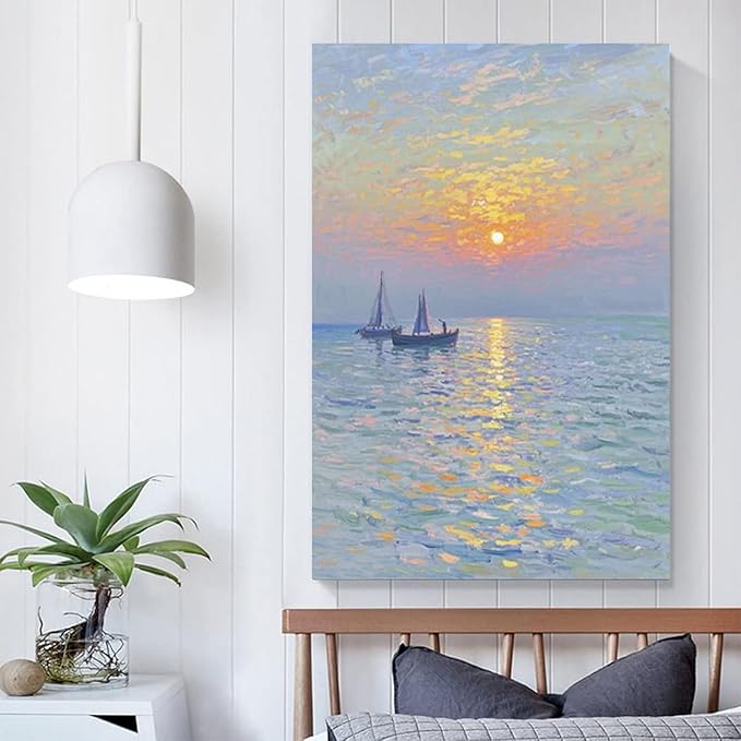 Coastal sailboat scenery poster art decor ocean nautical room decor beautiful sailboat seascape decor suitable for beach villa-Ruum Studio Home