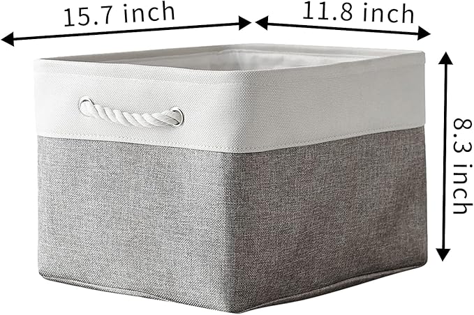 TcaFmac Storage Basket for Organizing - Large 4 Pack 15.8x11.8x8.2 inch Fabric Storage Bins for Shelves, Foldable Storage Cubes for Closet Cloth Toy Gift Kids(White&Grey)-Ruum Studio Home