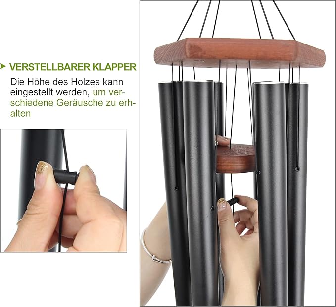 Wind Chimes for Outside Large Deep Tone, 44 Inch Black Memorial Windchimes, Outdoor Wind Chimes Gifts for Housewarming, Mother's Day, Christmas, Patio Garden Yard Decoration-Ruum Studio Home